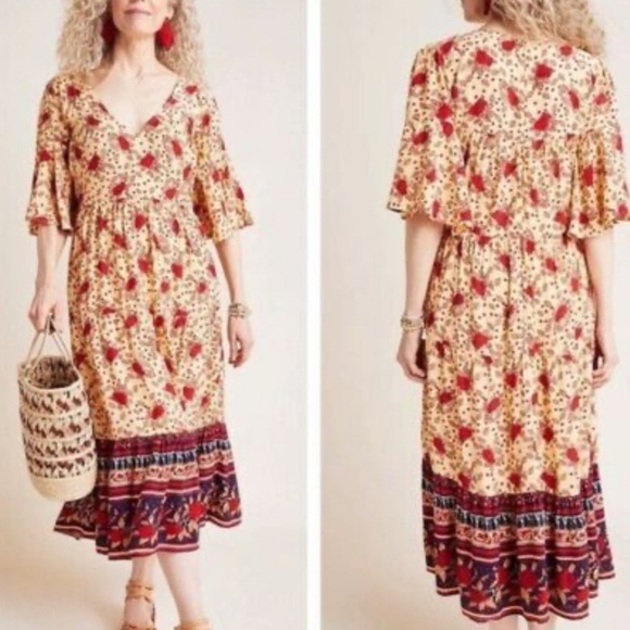 Anthropologie x Faithfull Melia Midi Dress size 4 Small - Picture 1 of 10